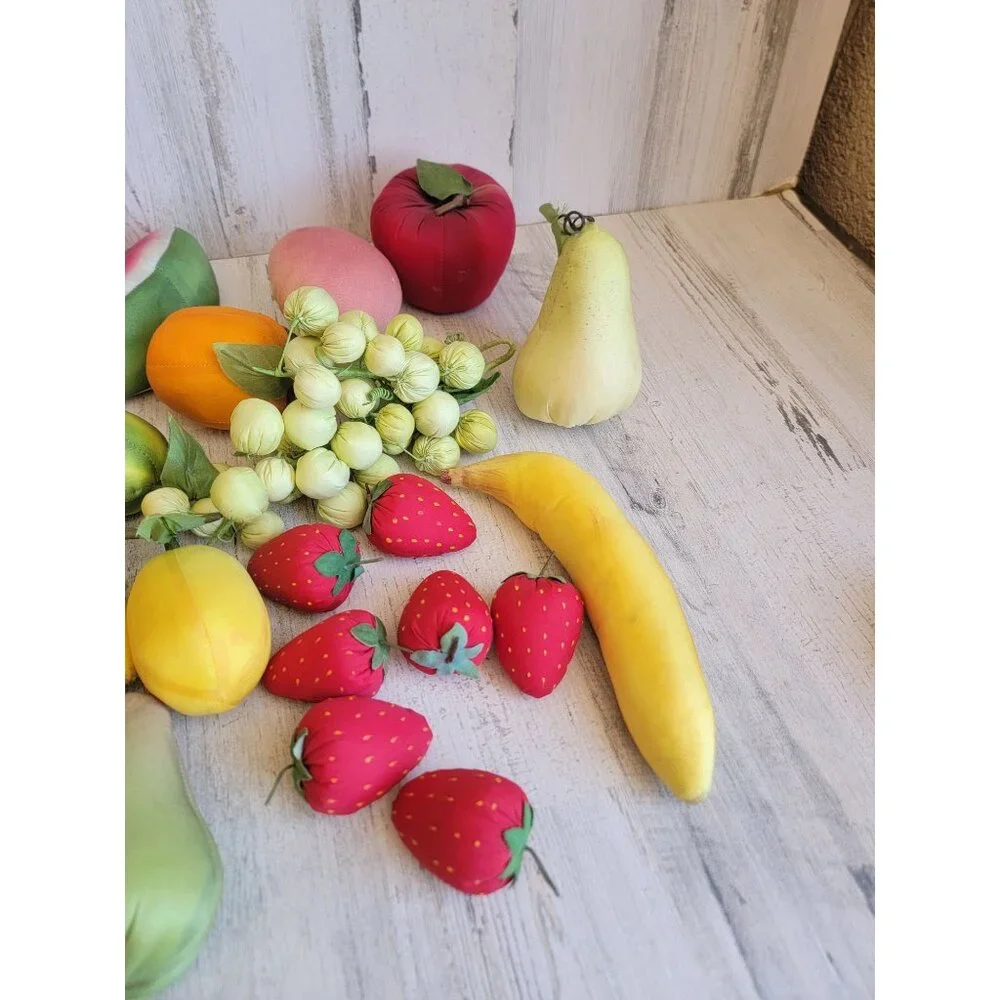 Artificial assorted plush fabric fruit great banana strawberry Pearl set waterme